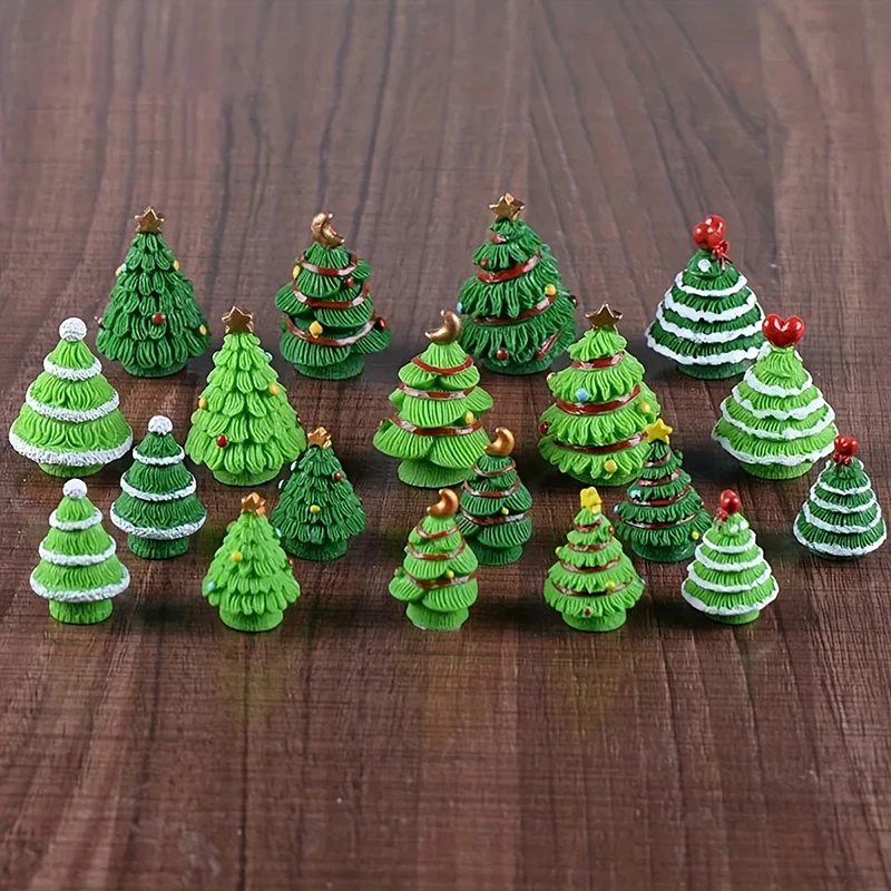 19Pcs Mini Christmas Tree Santa Snowmen Christmas Resin Accessories For Xmas Gifts DIY Crafts Miniature Phone Shell Cake Decor