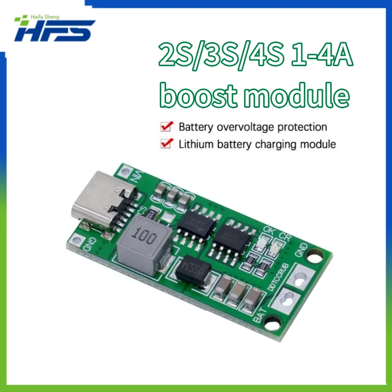 

Multi-Cell Step-Up Boost Li-ion Charger, 18650 Lithium Battery, 2S, 3S, 4S, Type-C to 8.4V, 12.6V, 16.8V, LiPO Polymer