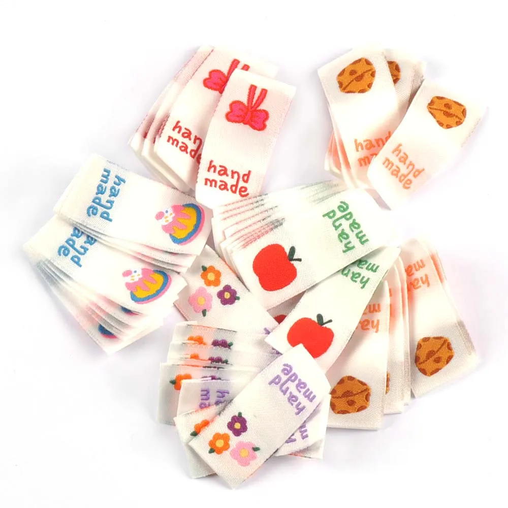 50Pcs Cartoon Cake/Apple/Cheese Embroidery Labels For Sewing Garment Accessories DIY Bag Shoes Tags Crafts c3523