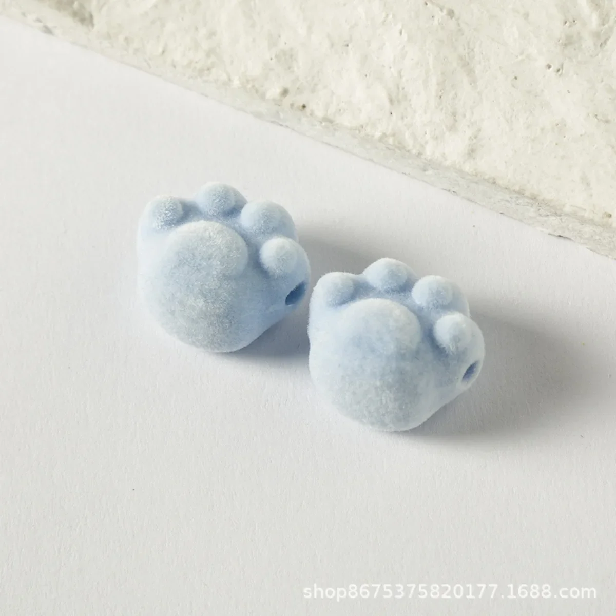 Z10 10pcs Polychrome Cat Paw Flocking Bear Spacer Bead Vertical Hole Acrylic Beads for Jewelry Making Bracelet Necklace Diy