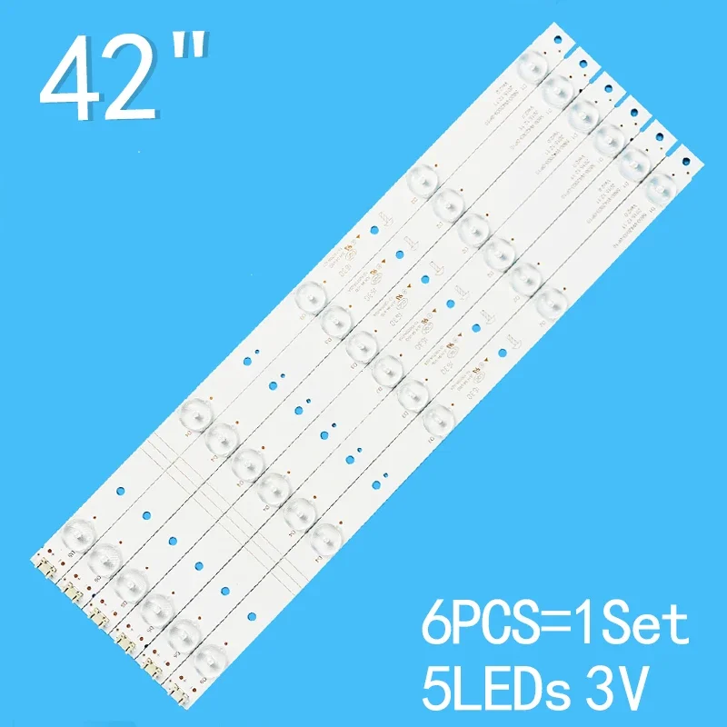 6ชิ้น = 1ชุด5ไฟ LED 3V 379มม. สำหรับ Skyworth 42 "ทีวีจอแอลซีดี5800-W42003-0P10 10-10070a-02a LED-42B700S RDL420FY 42E368W