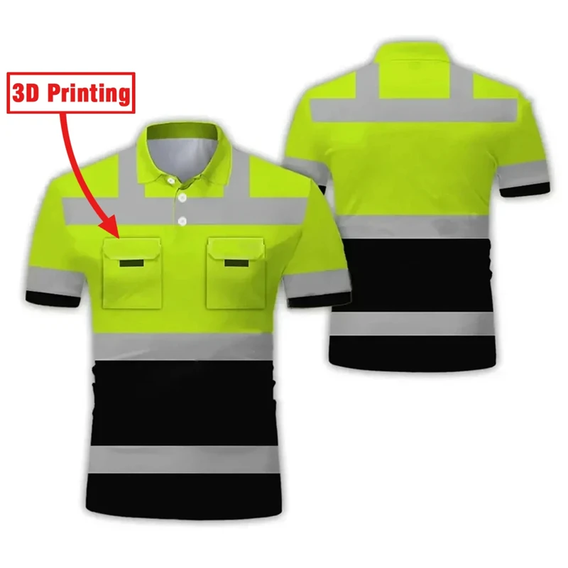 Fake Project Work Uniforms Excavator 3D Print Cosplay Oversized Men's Polo Shirt Short Sleeve Top Tee Breathable Uniform Clothes