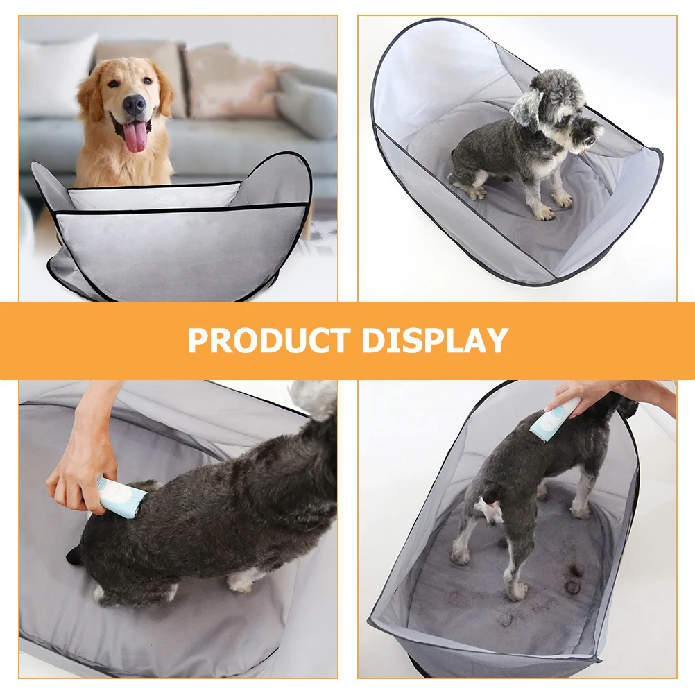 

Pet Hair Catcher Grooming Kit Dog Haircut Bib Trimming Cape with Umbrella Tray Puppy Hair Cutting Organizer Supplies Tool