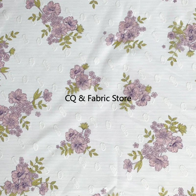 الشيفون الجاكار مخطط النسيج زهرة ورقة نمط الطباعة الرقمية النسيج DIY بها بنفسك المرأة قميص النسيج