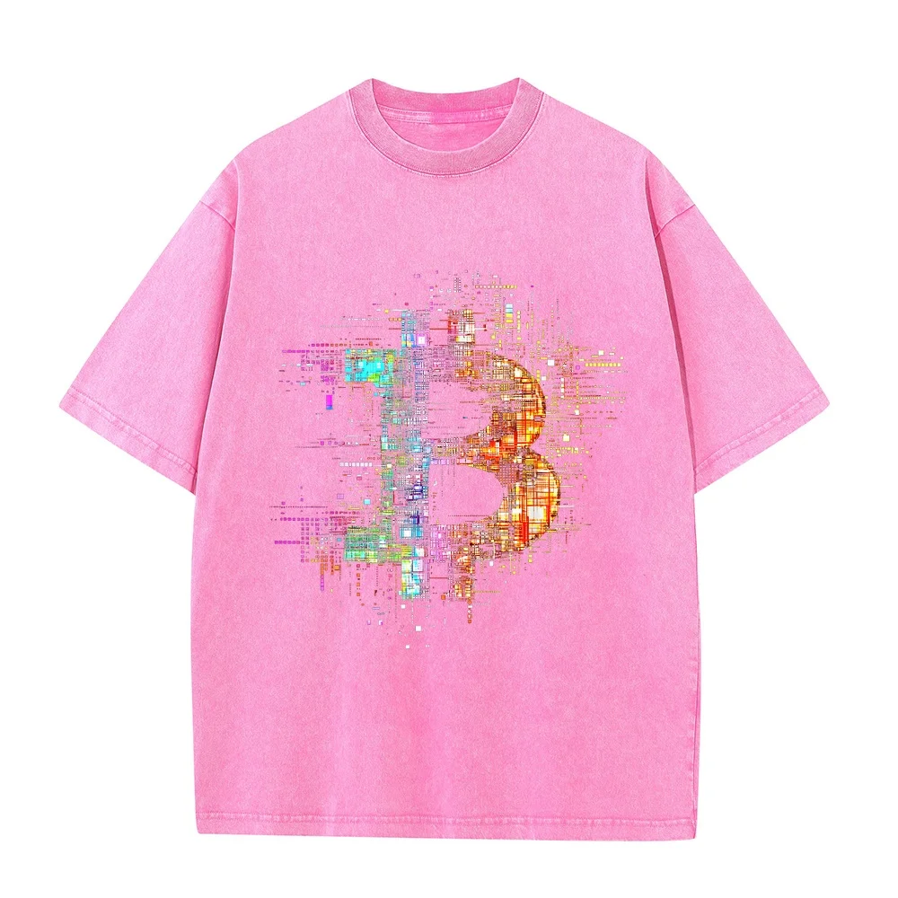 Bitcoin Logo Crypto Trader Investor Cryptocurrency BTC T-Shirt Clothes Men's Luxury Brands Clothing Casual Street Short Sleeve