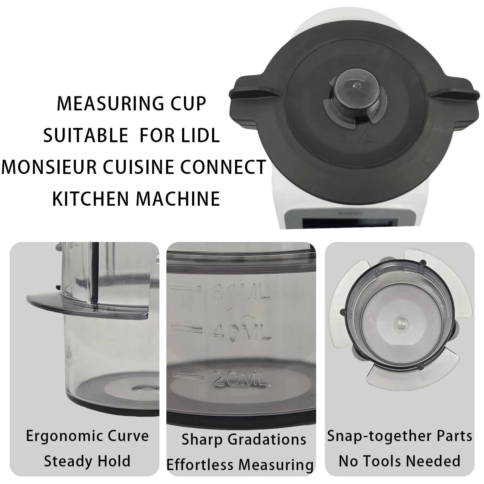 100ML Measuring Cup Cover Dosing Sealing Cap Compatible with Monsieur Cuisine Connect Smart Edition plus Kitchen