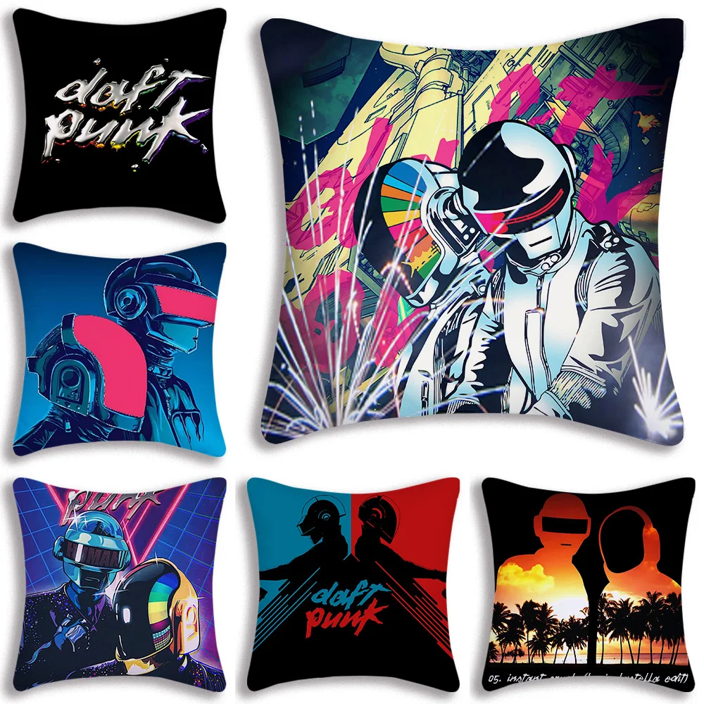 

Band D-Daft P-Punk Pillow Covers Cartoon Sofa Decorative Home Double-sided Printing Short Plush Cute Cushion Cover