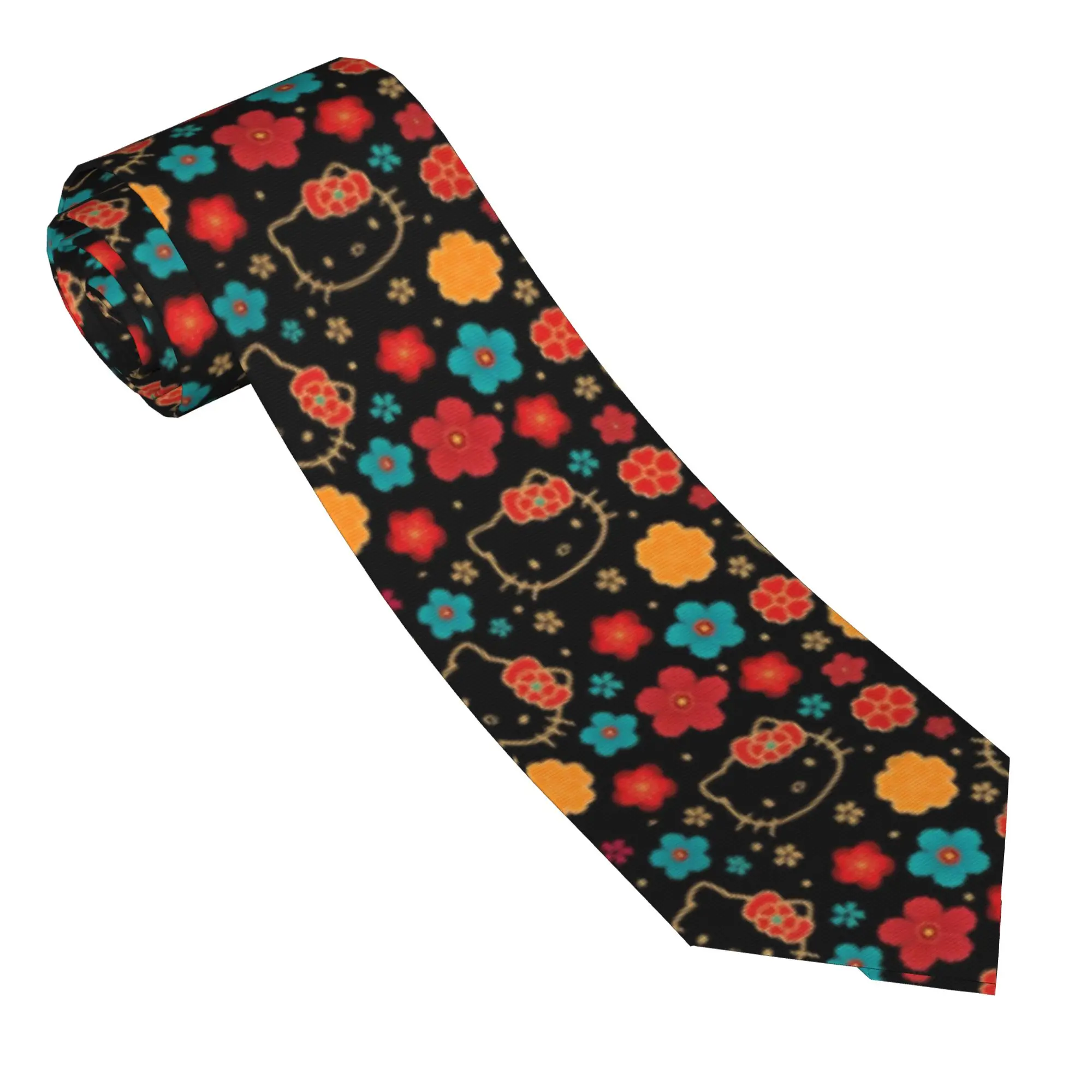 

Hello Kitty Black Neckties Men Slim Polyester 8 cm Wide Neck Tie Cute Cartoon for Men Accessories Gravatas Wedding Accessories