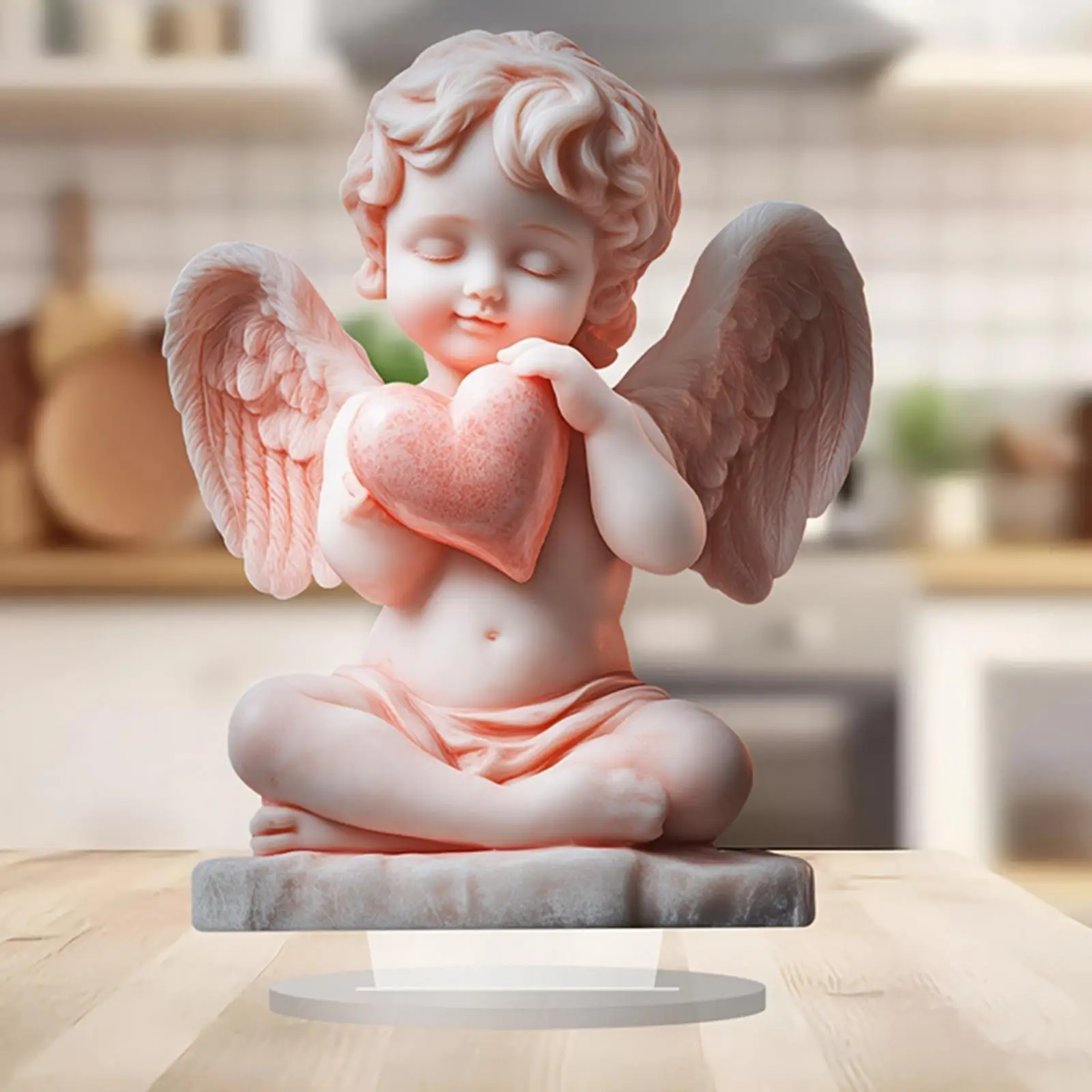 Acrylic Angel Statue Desk Figure Home Decor Accent Gift Cherub Angel Figurine for Living Room Party Xmas Cabinet Fireplace