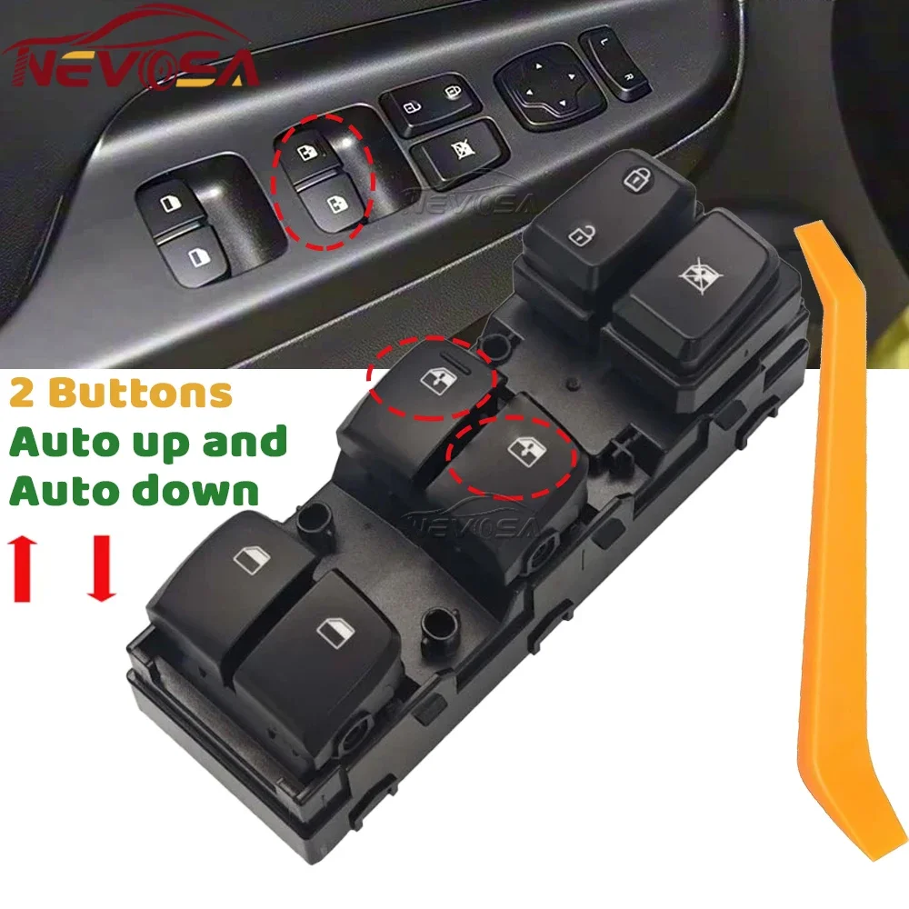 Power Window Master Control Switch For Hyundai Kona 2018 2019 2020 2021 Front Left Driver Glass Button 93570-J9150 93570-J9100
