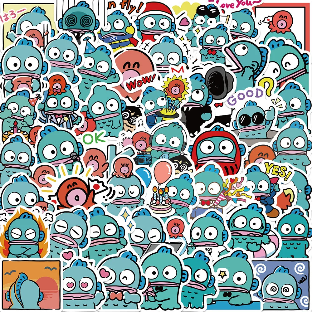 10/30/50pcs Sanrio Ugly Fish Hanton Anime Stickers Cute Cartoon Graffiti Decals Phone Notebook Suitcase Funny Sticker Kids Toy