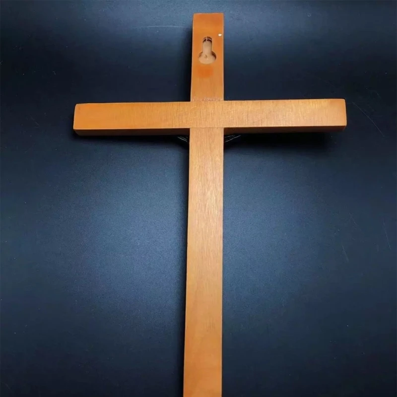 Wood Crucifix Wall Cross Catholic Jesus Christian Wall Hanging Cross Prayer Ornaments Religious Gift Church Decoration 87HA