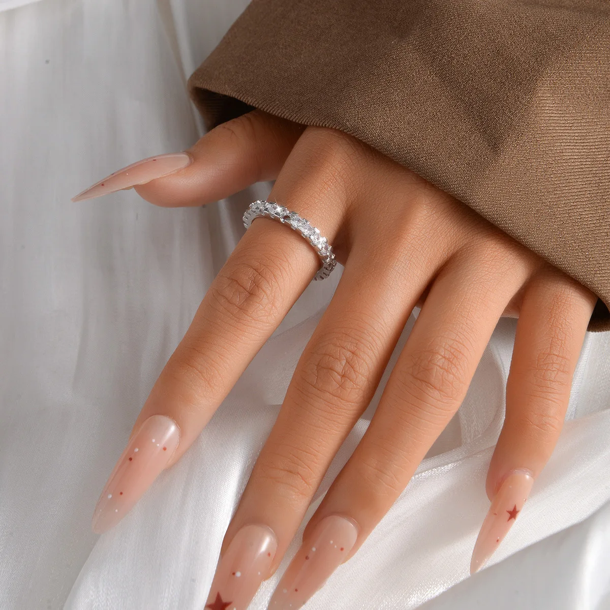 Gold-Plated Zirconia Round Simple Women's Engagement Ring Fashionables Silver Plated Jewelry Accessories Christmas Gift