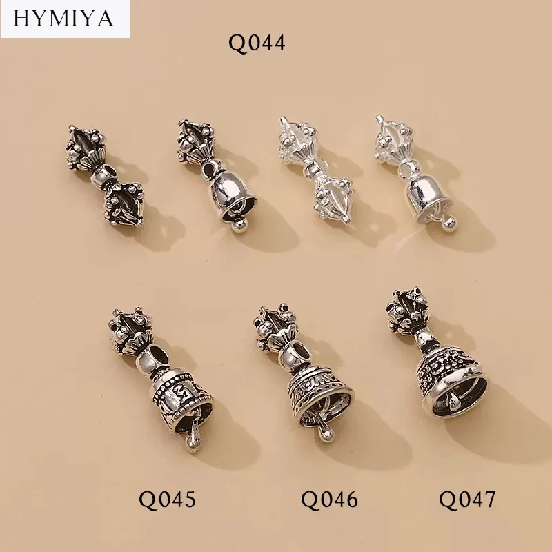 Handmade 925 Silver Dorje Bell Amulet Pure Silver Buddhist OM Mantra Dorje Bell Charms Tibetan Mala Counter Dorje Bell Pendant
