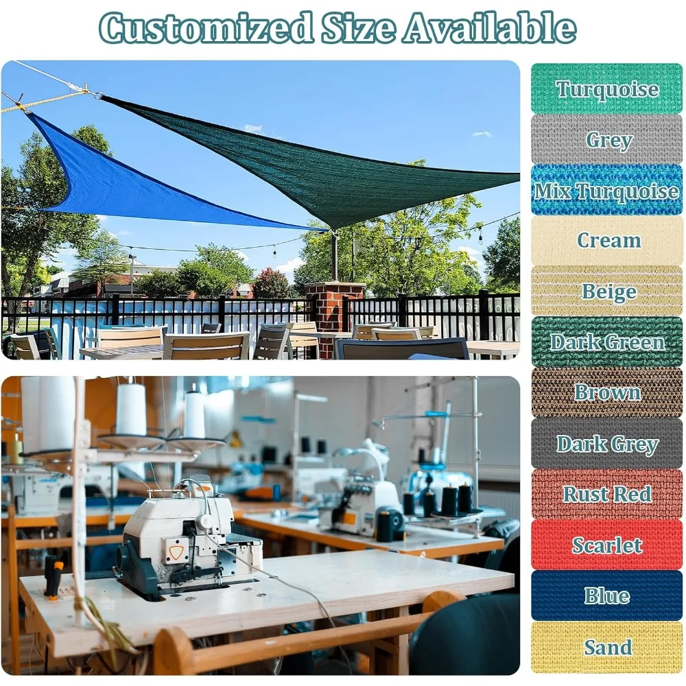 Custom Sun Shade Sail 7x13ft Rectangle UV Block Patio Garden Breathable