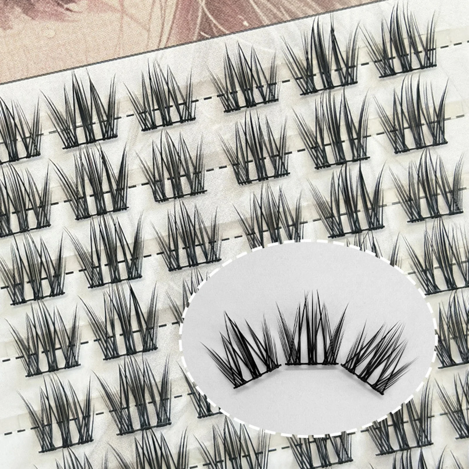 10 rangées de faux cils segmentés bande dessinée moelleux aspect naturel Extension de cils bande mince grappes de cils vaporeux outil de maquillage quotidien