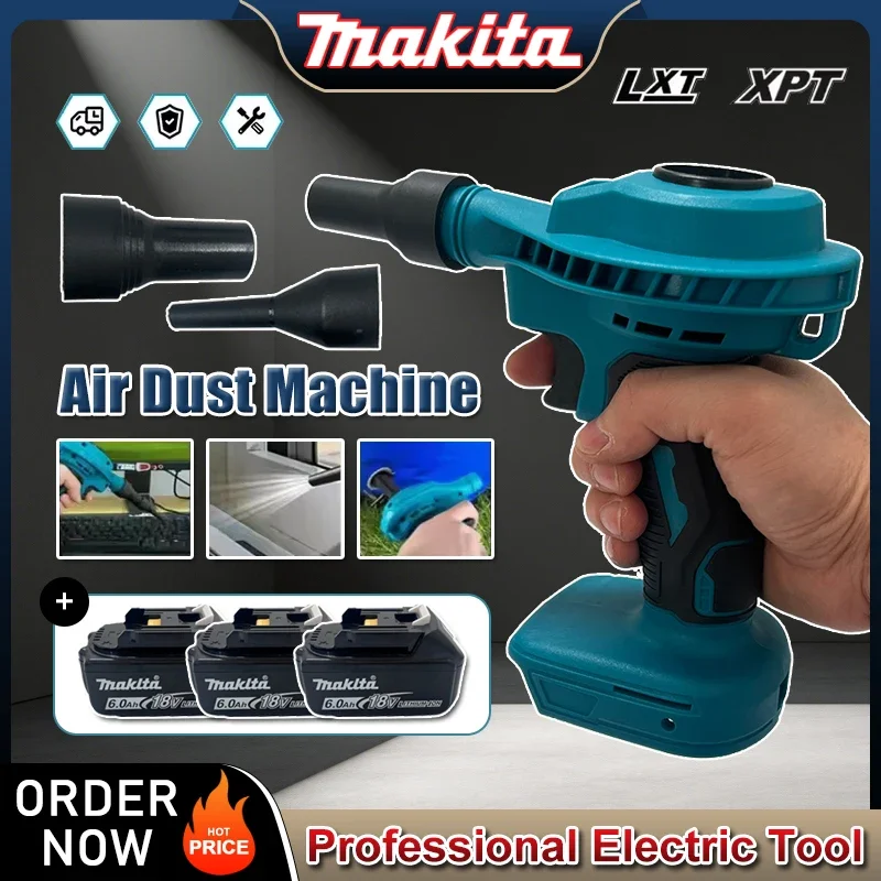 Makita 2 IN 1 Cordless Air Dust Machine Efficient Rechargeable Vacuum Clean Inflator Computer Cleaning Power Tool For 18VBattery