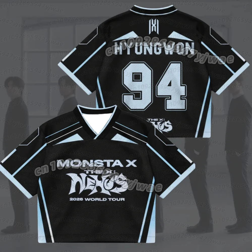 Camiseta de malla mixta para fans de Hyungwon de Monsta X, gira mundial The X Nexus, para hombre y mujer, verano 2026