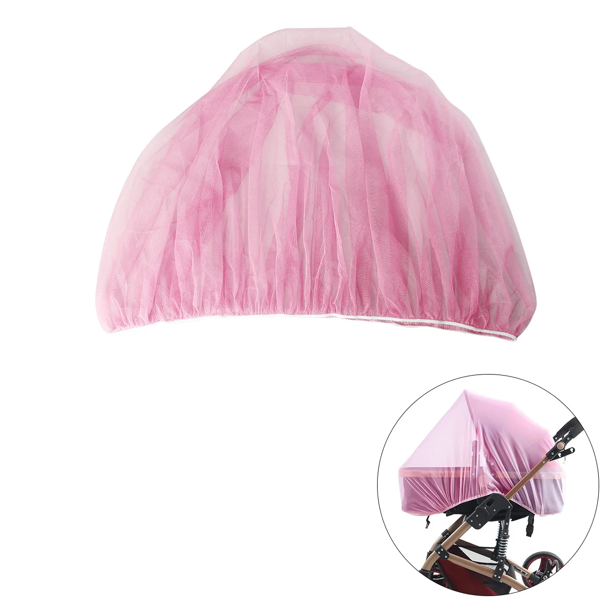 Kinderwagen-Moskitonetz, rosa, elastische Insektenabdeckung, schützt Kleinkinder vor Bienen, Wespen, fliegende Insekten, Wiege, Netz