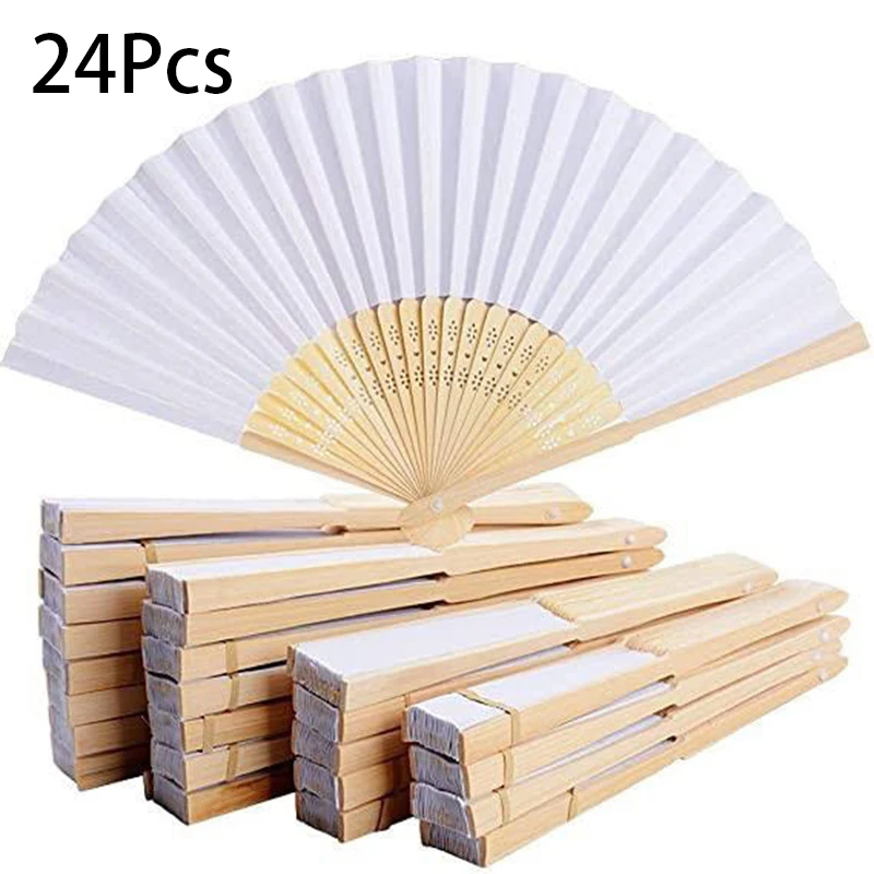 

24Pcs 7 Inch Children's Painting DIY Blank Paper Fan Kindergarten Art Painting Fan Painting Graffiti Folding Paper