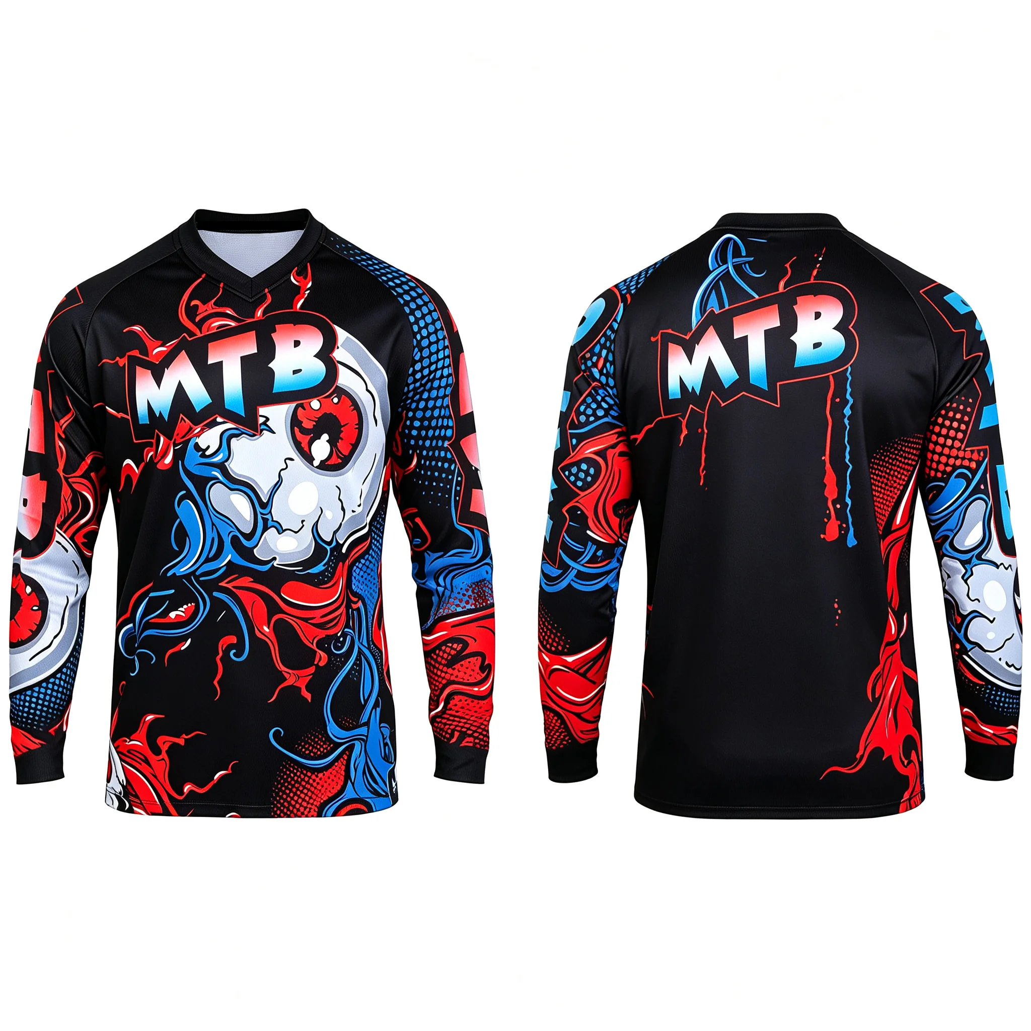 Family Matching Long‑Sleeve MTB Motocross Jersey, Printed Breathable Off‑Road Competition Top, Mountain Bike MX Riding Shirt for