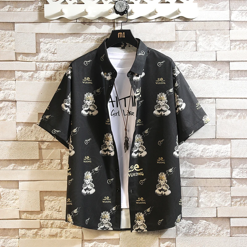 

New Ice Sensation Hawaiian Shirts For Men's Fashion Printed Summer Casual Short Sleeve Oversized Streetwear Vintage Beach Tops