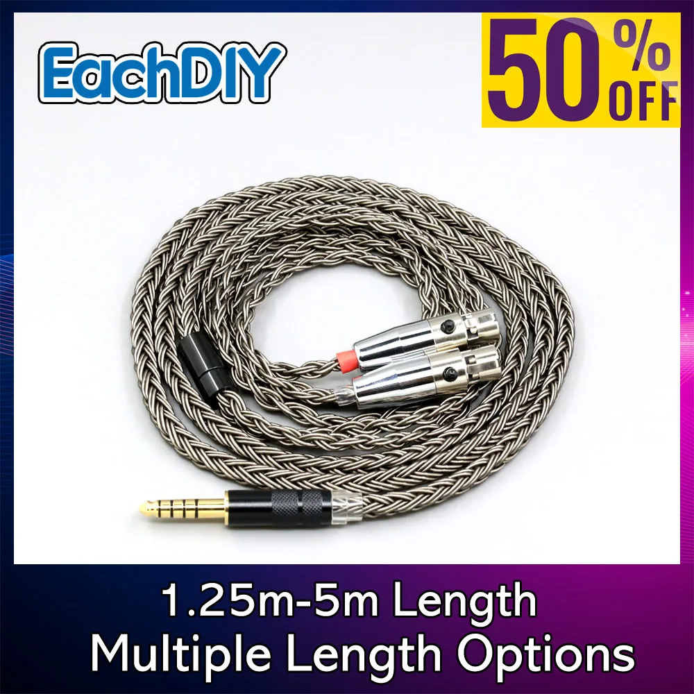 Cable de auriculares gris Chapado en plata para Audeze LCD-3 LCD-2 LCD-X LCD-XC LCD-4z LCD-MX4 LCD-GX auriculares lcd 16 Core 8840