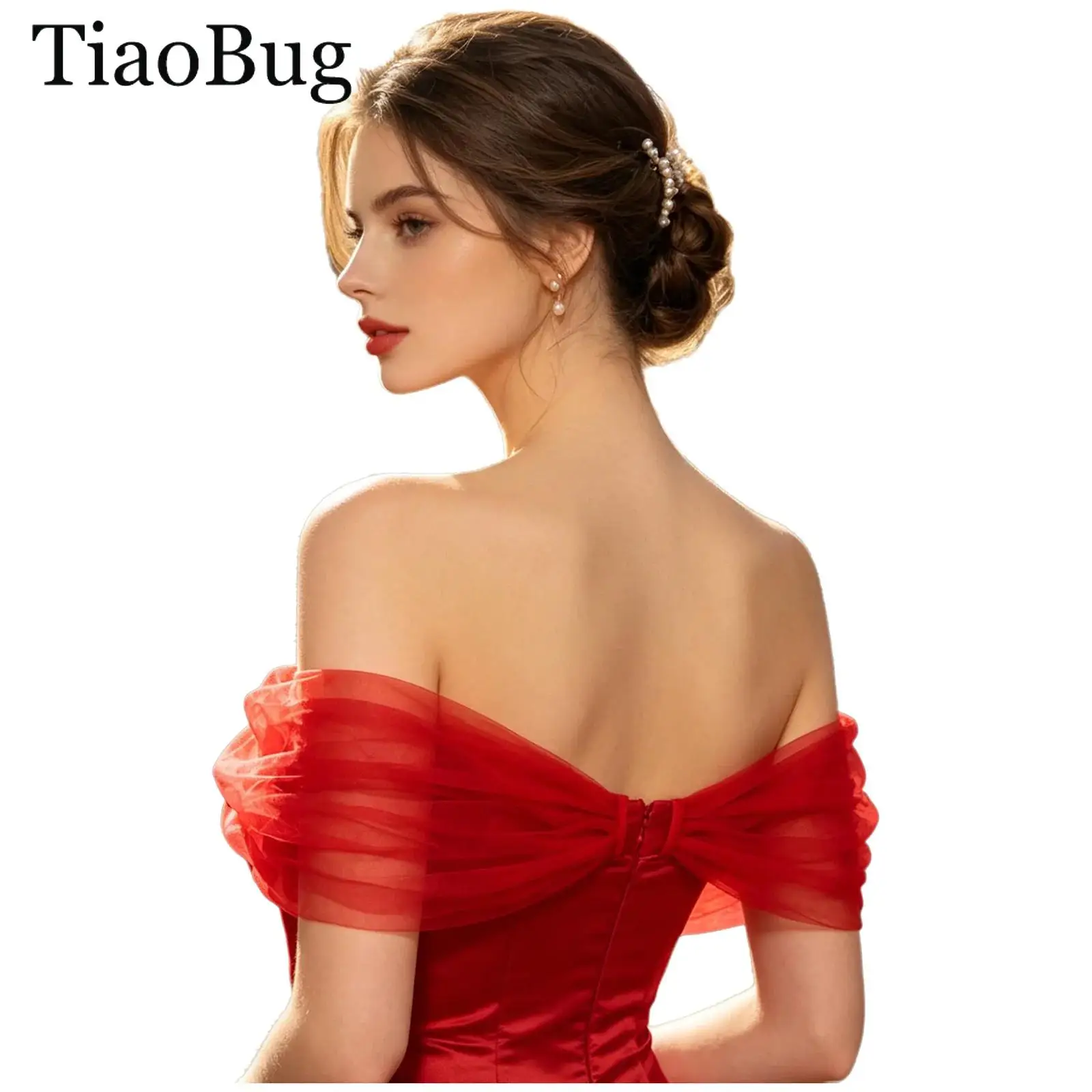 Women 1 Pair Detachable Ruched Tulle Puff Sleeves Party Dress Accessories for Bridal Wedding Birthday Formal Evening Gown Sleeve