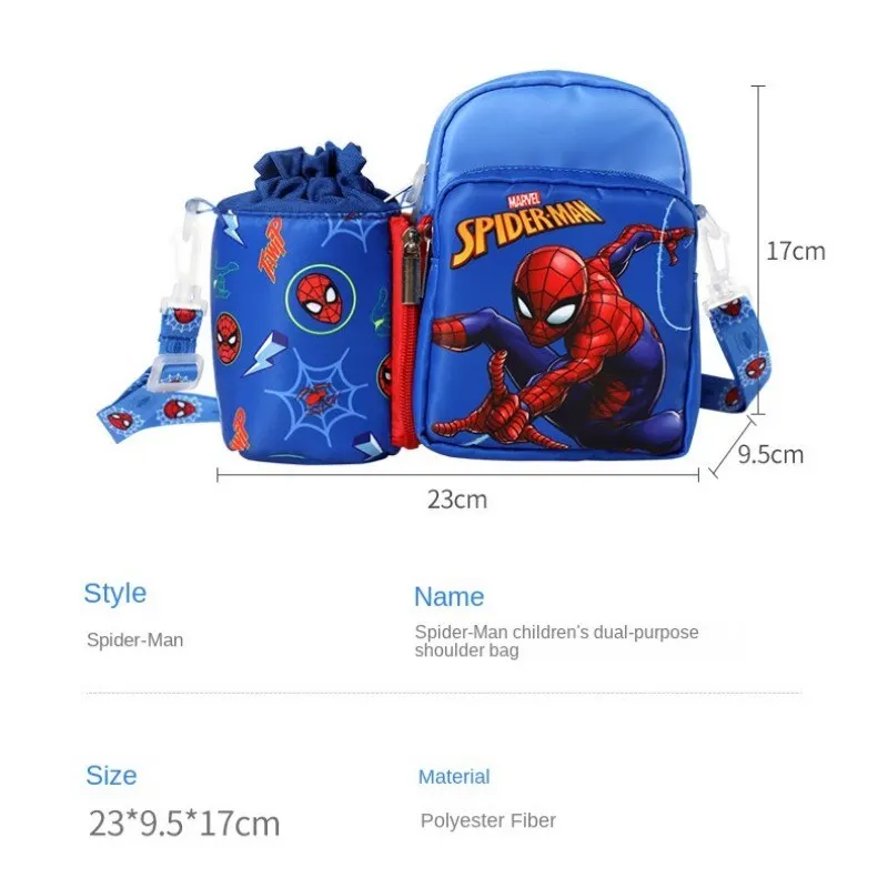 Marvel Spider Man Sac à dos étudiant pour enfants Crossbody Water Cup Sac détachable