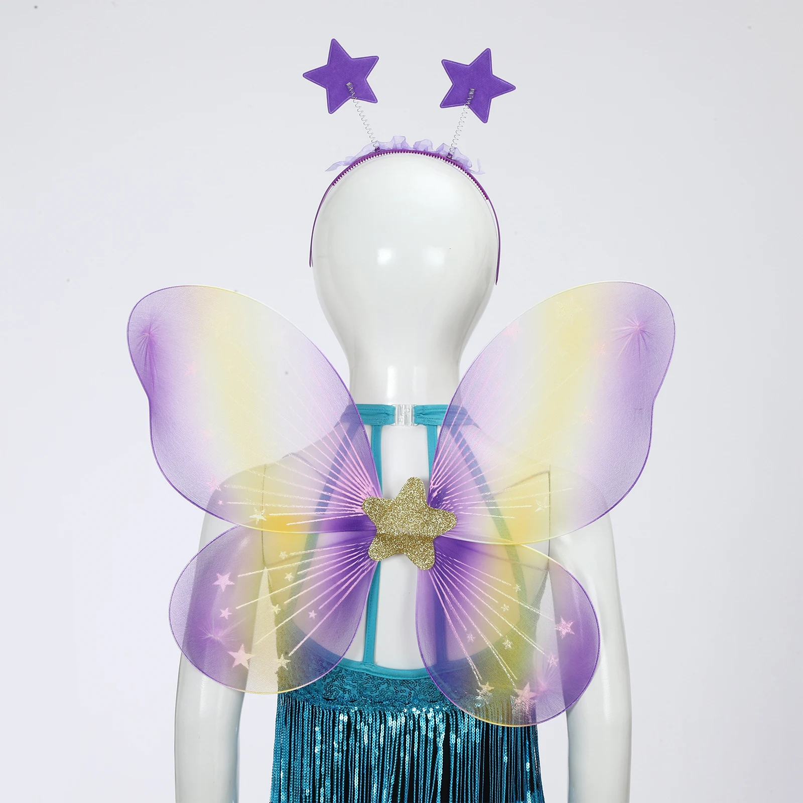 Butterfly Wings Fairy Elf Ear Women's Girls Princess Halloween Cosplay Elf Wings Fantasy Butterfly Wing Cosplay Accessory Set