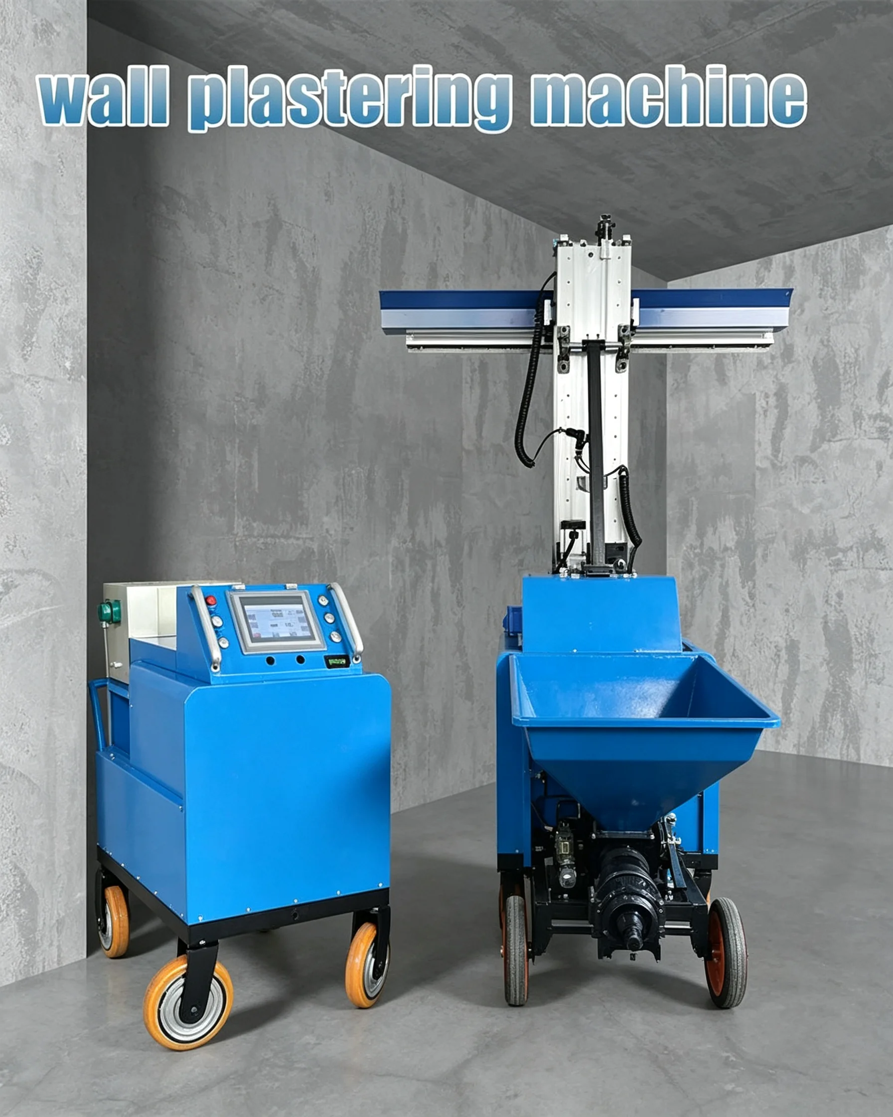 Automatic Wall Plastering & Screeding Machine Wall Render Robot ,1300mm Working Width for Cement, Gypsum and Mortar Construction