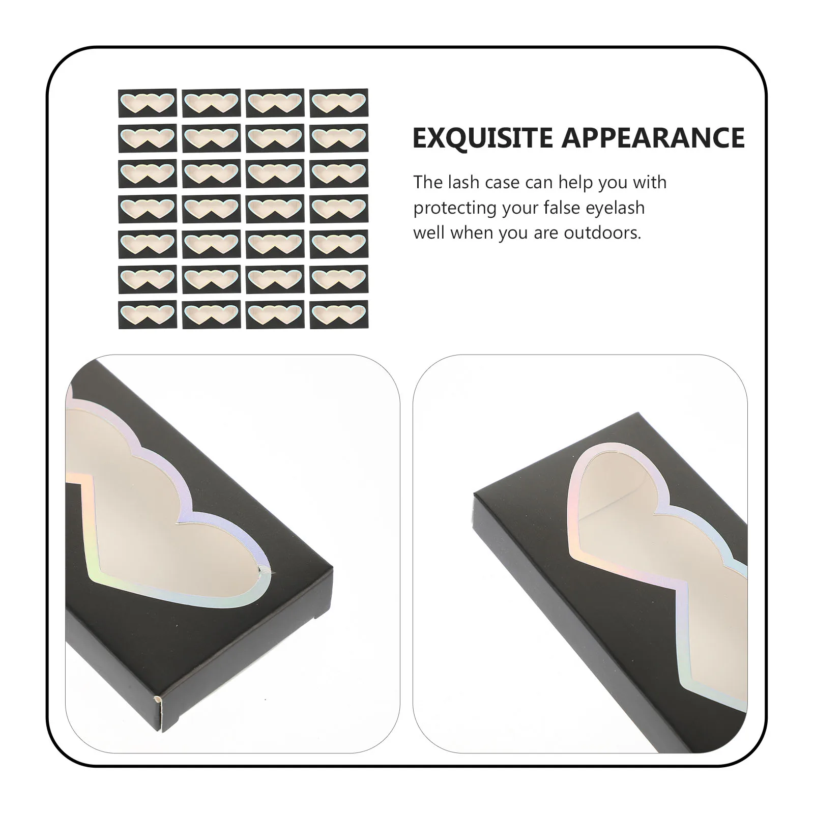 

50pcs Heart Shaped Eyelash Box False Lashes ganizer Paper Storage Case for Extensions Makeup