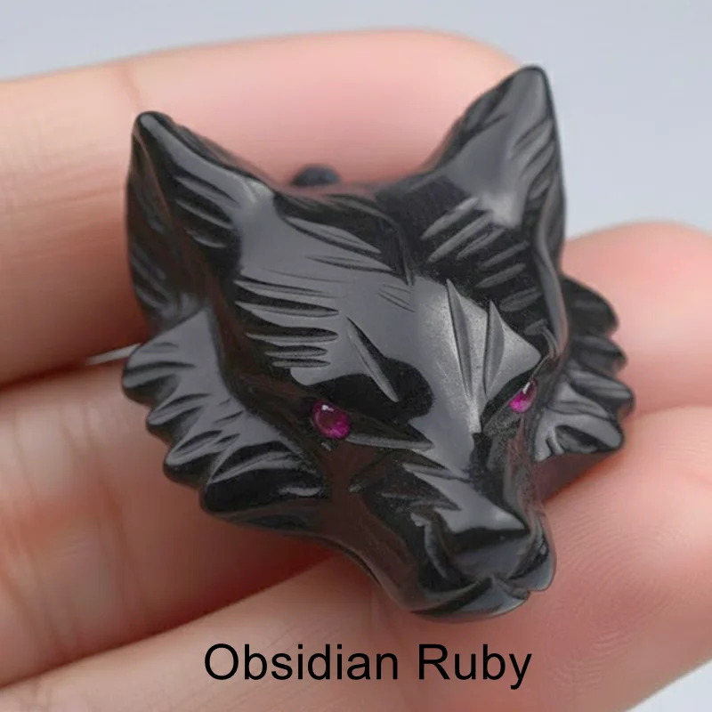 

Natural Gemstone Wolf Head Pendant Beads Side Drilled Charm for Necklace New Design Accessory Unique DIY Supplies 30x25x13mm 25g