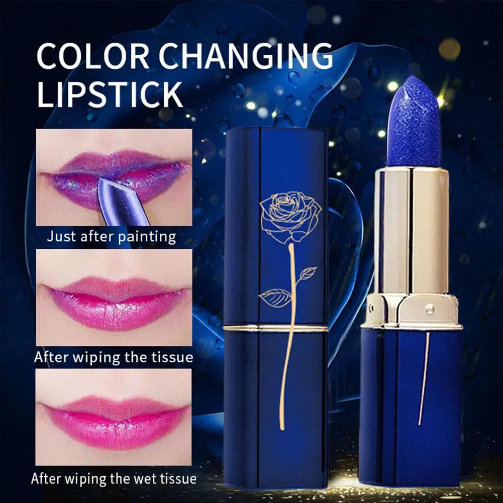 

50g Blue Rose Lipstick Temperature Color Changing Lip Make Moisturizing Lasting Long Lipstick Moisturizing Cream U Lip Base A8T5