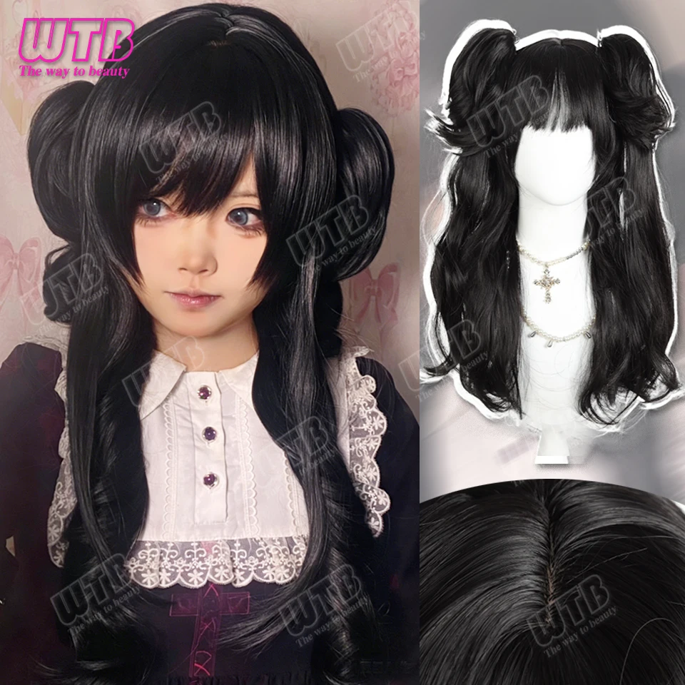 WTB Synthetic Lolita Wig High-Layered Detachable Double Ponytail Wig with Bangs Suitable for Women to Wear for Cosplay