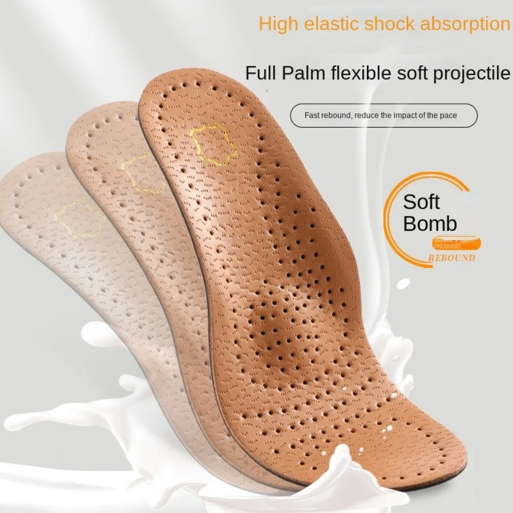 Solette di supporto per arco plantare traspiranti Solette ortopediche antiodore in pelle Assorbe il sudore Migliora i piedi piatti e le cuscinetti per scarpe per arco piegato