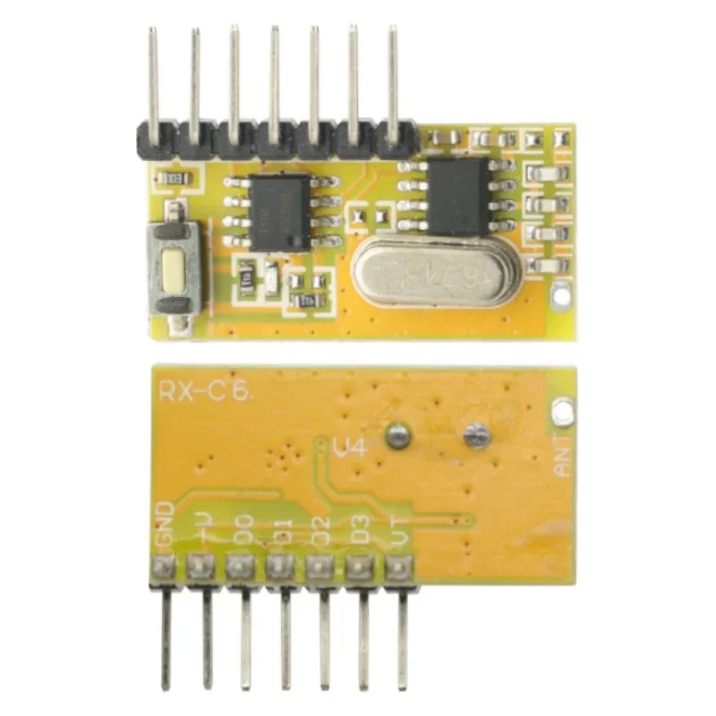 Receptor inalámbrico superheterodino RXC6, 433Mhz, PT2262, código estable para Arduino/AVR