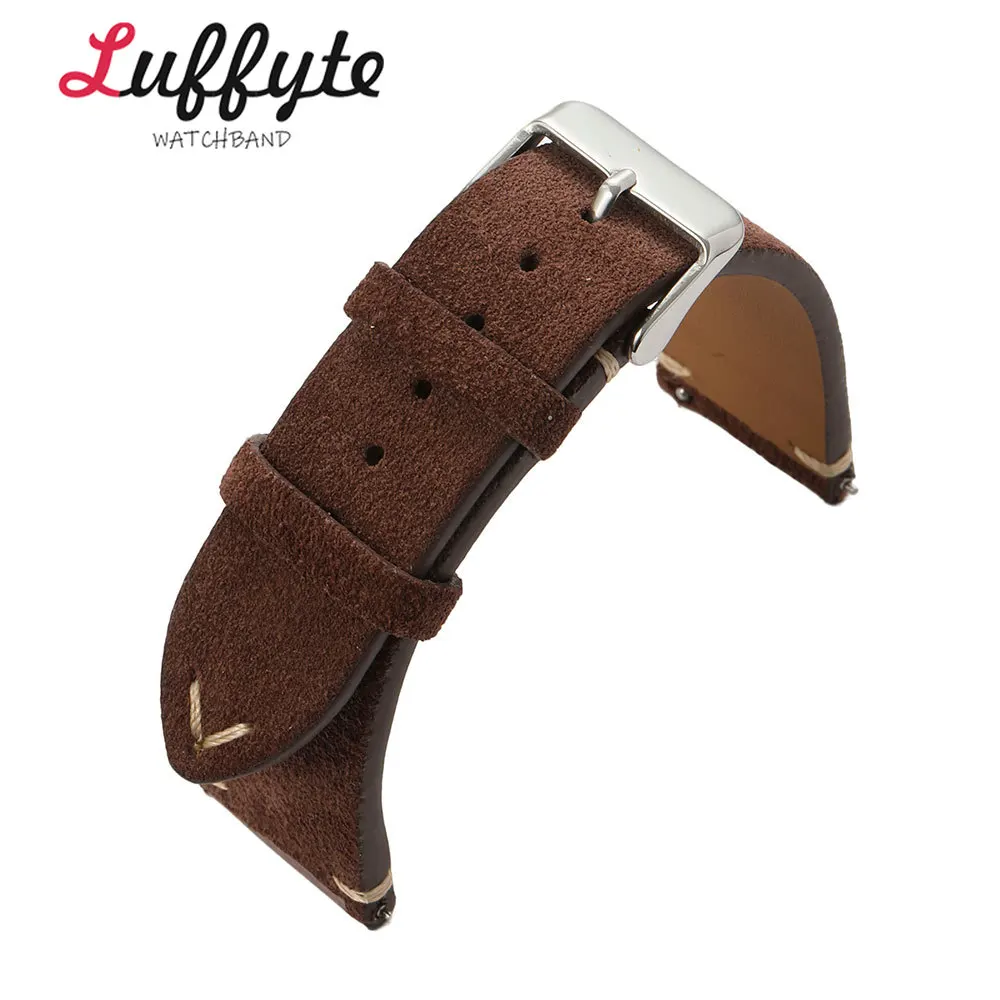 Unisex-Uhrenarmband aus Wildleder, 18 mm, 20 mm, 22 mm, Schnellverschluss, weich, bequem, Ersatzarmbänder aus echtem Leder, Uhrenzubehör