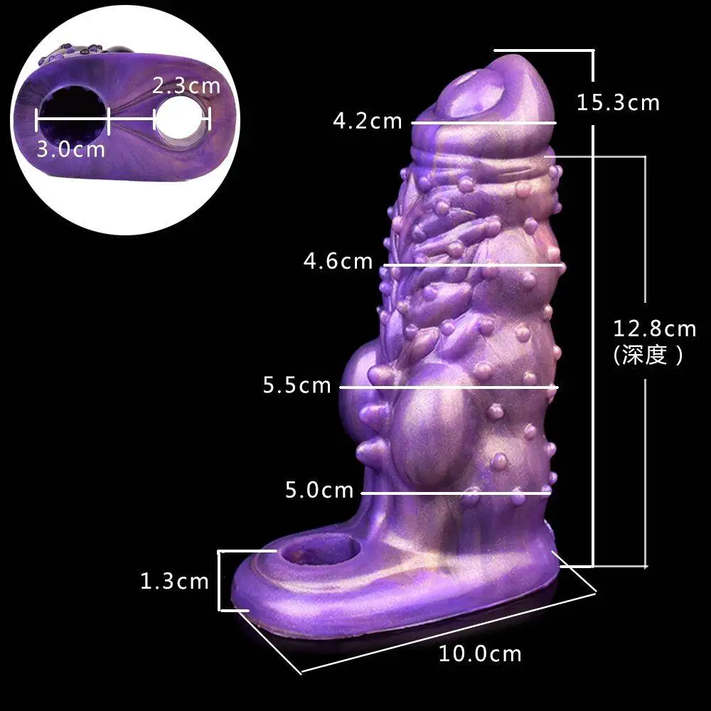 FAAK Silicone Fantasy Penis Sleeve Stretchable Sheath Sex Toys For Men Cock Enlargement Bumpy Hollow Dildo With Anti-drop Ring