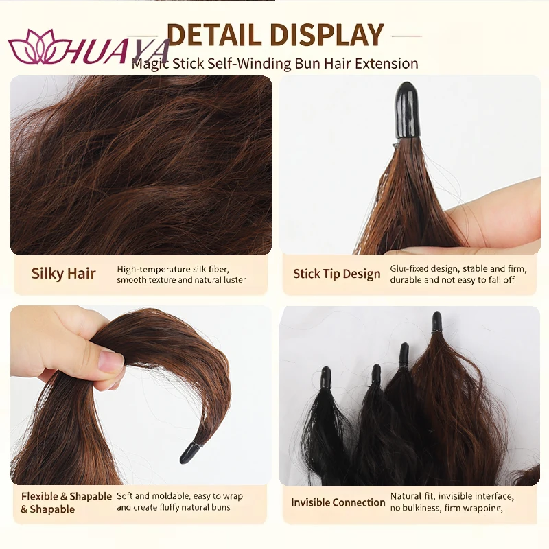 Magic Wand Self‑Winding Water Wave Ponytail Synthetic Hair Extensions Bendable Hairpiece For Daily Party