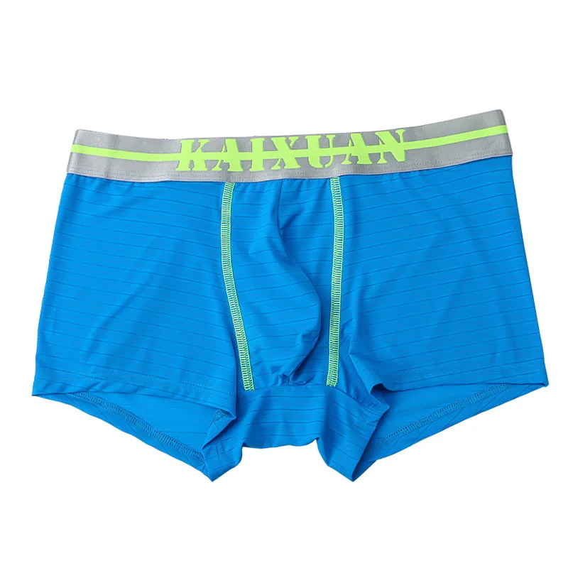 Casual personalized contrasting color breathable elastic comfortable shorts slim mid-waist ice silk underwear men's cw13590