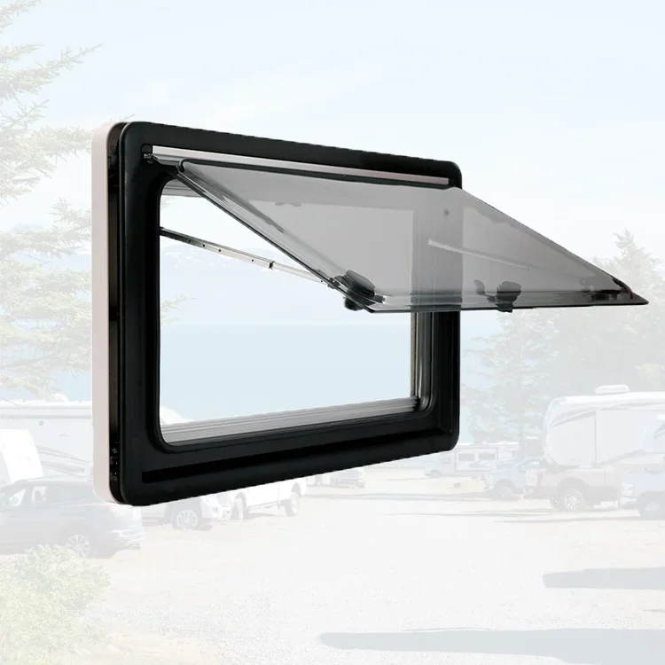 Top Hung RV Window Right Angle 450x500mm Window Double Layer Acrylic Glass Caravan Window