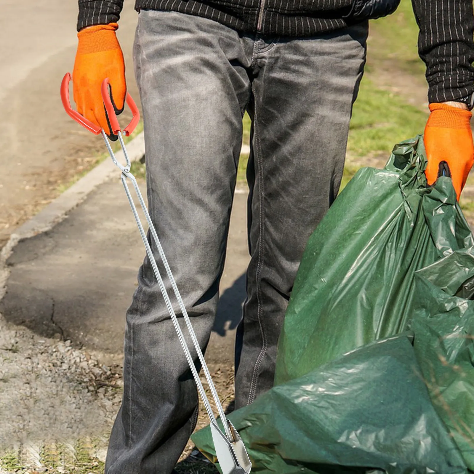 

Захват для мусора из нержавеющей стали, сверхпрочный, с длинной ручкой, для уборки на улице и дома, для подбора отходов