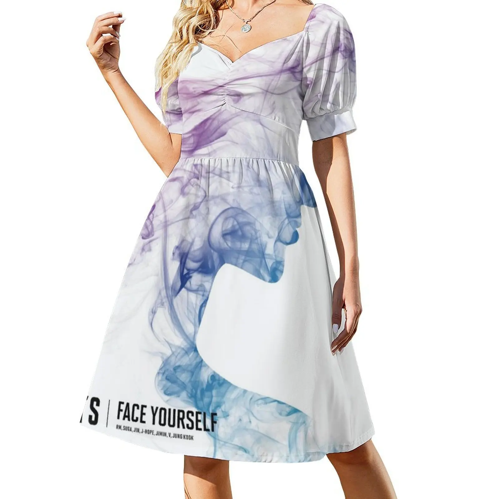 فستان حفلات أنيق للنساء من Face Yourself V3 فستان على شكل حرف A مع خيارات قصيرة/طويلة/بدون أكمام Jimin Jin Rapmon Jhope Dna Love #2