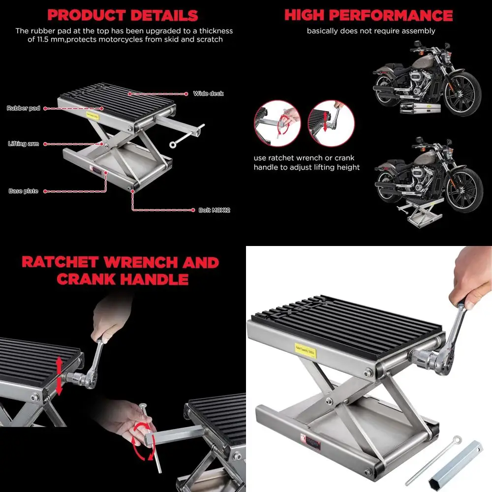 

1200 фунтов подъемник для мотоцикла, ножничный домкрат с отделкой из нержавеющей стали, модернизированная подставка для мотоцикла, квадроцикла, стальная подъемная подставка для мотоцикла с храповым механизмом Wr