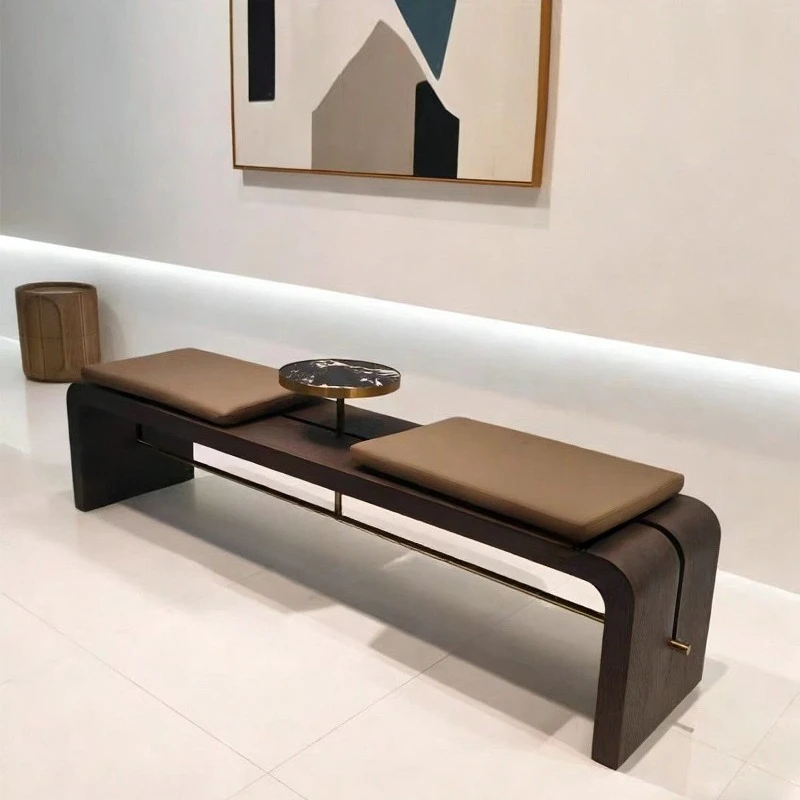 

Nordic Modern Simple Coffee Table One-piece Solid Wood Bench Living Room Sofa Stool Cafe Leisure