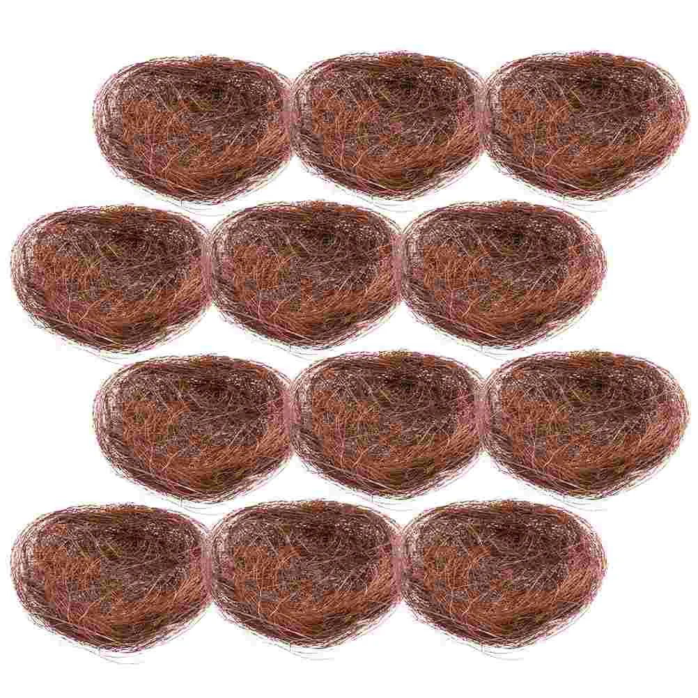 

12 Pcs Bird Feeders Bird's Nest Plate Decoration for Birdcage Easter Mini Simulated Decorations Coffee Travel