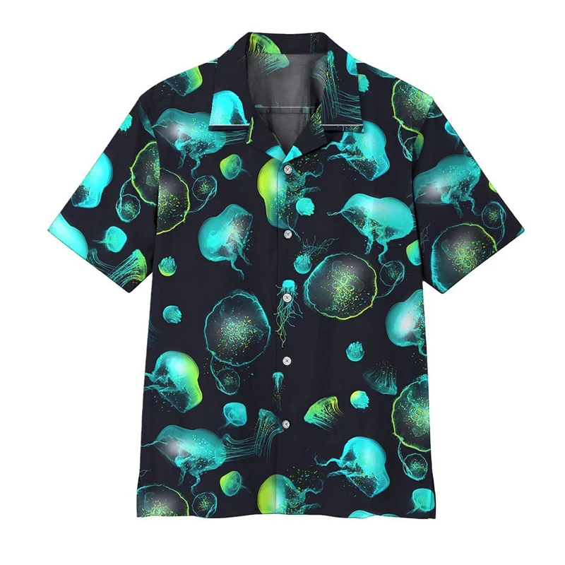 2025 Jellyfish Shirts For Men 3d Printed Men's Hawaiian Shirt Beach 6xl Short Sleeve Fashion Tops Tee Shirt Man Blouse Camisa