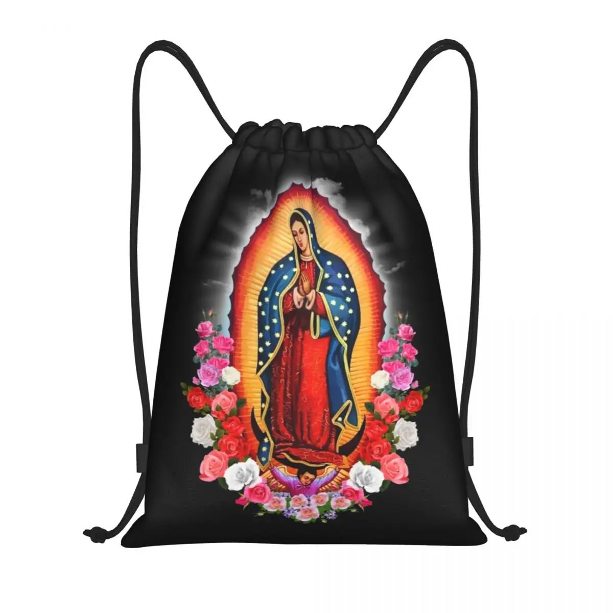 Mochila con cordón de la Virgen María de Guadalupe para hombre y mujer, bolsa deportiva para gimnasio, santo católico de México, Sackpack de compras