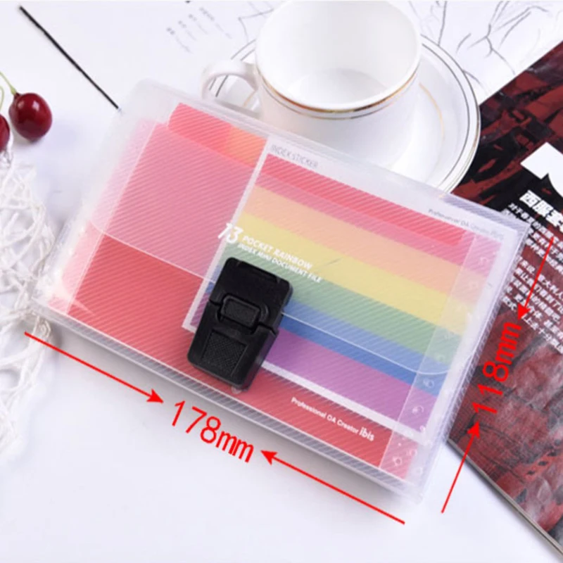 Portable File Folder Wallet, Bill Receipt Organizer, carteira, A6, 13 células